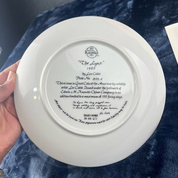 1989 "The Lynx" by Lee Cable Plate 3rd Issue Bradford Exchange Certificate & Box - Picture 4 of 13